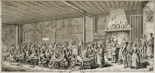 Innenraum eines Kabaretts „Ramponaux“, 18. Jahrhundert