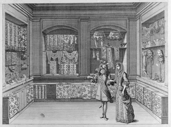 Innenansicht eines Spitzenladens, 1678