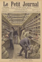 Innenraum eines Postwagens in einem französischen Zug