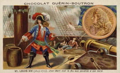 Jean Bart zündet Schießpulver auf seinem Schiff an
