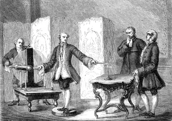 Jean JALLABERT (1712-1768), Schweizer Physiker, entdeckt Elektrizität an scharfen Objekten (Kraft der Spitze von FRANKLIN). Gravur 1867