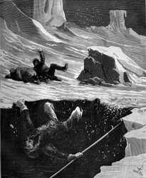 Joseph Rene Bellot (1826-1853), französischer Seemann im kanadischen Arktischen Archipel, starb 1853. „Popular history of science, inventions and discoveries from the first centuries to the present day“ von Bitard Adolphe 1880