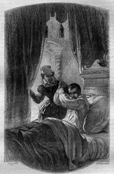 König Karl IX. von Frankreich (1550-1574) auf seinem Sterbebett um den 30. Mai