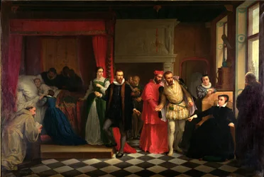 König Franz II. (1544-60) auf seinem Sterbebett, 1865