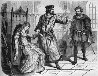 König Philipp VI. von Frankreich (Philippe de Valois) (1293 - 1350) und seine Gemahlin Blanka von Navarra (um 1333-1398). Stich in „Die Geschichte der Prostitution und Ausschweifung bei allen Völkern der Welt von der Antike bis zur Gegenwart“ von Dr.