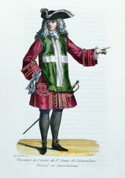 Ritter des Ordens von St. Johann von Jerusalem, Illustration aus Geschichte und Kostüme der Mönchsorden von Pater Helyot, 1842