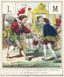 Der König gibt Jeannot goldene Kleider und stellt ihn seiner Tochter als Marquis de Carabas vor