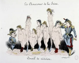 Die Kommune: Conseil de révision des amazones de la Seine - Zeichnung, Musée Carnavalet