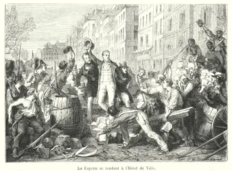 La Fayette begibt sich zum Rathaus (Gravur)