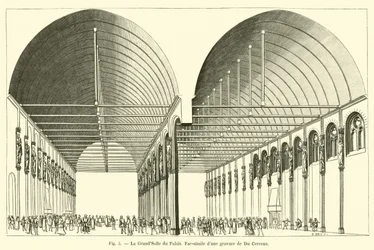 Die Große Halle des Palastes, Faksimile eines Stiches von Du Cerceau