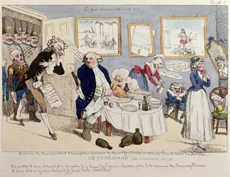Le Gourmand, Karikatur von Ludwig XVI. (1754-93) und der französischen Königsfamilie zum Zeitpunkt ihrer Verhaftung in Varennes am 21. Juni 1791