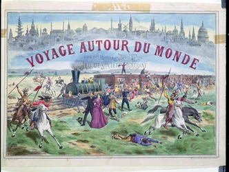 Le Voyage Autour du Monde, Deckblatt einer Spielschachtel basierend auf In 80 Tagen um die Welt von Jules Verne (1828-1905)