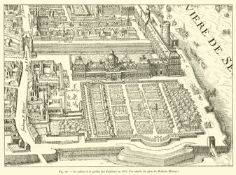 Der Palast und der Garten der Tuilerien im Jahr 1615, Faksimile des Plans von Mathieu Merian