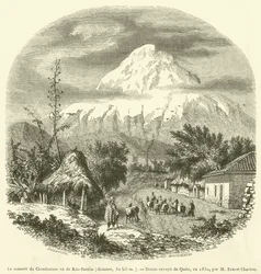 Der Gipfel des Chimborazo von Rio-Bamba aus gesehen, Entfernung 32 km