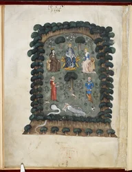 Le songe du vergier, zugeschrieben Évrart de Trémaugon, Royal MS 19 C IV, f.1v