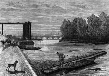 Das Abschöpfen der Seine. Gravur in „Le Journal de la jeunesse“