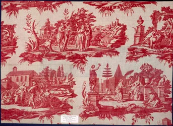 Les Saisons aus der Mayoux-Sammlung, 3. Viertel des 18. Jahrhunderts, Kupferplatten bedruckte Baumwolle