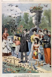 Die Vogelzauberer im Jardin des Tuileries - in „Le Petit Parisien“ vom 21.07.1901 (Gravur)