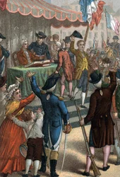 Die freiwilligen Einschreibungen (vor dem Odeon-Theater, Paris), La Patrie en danger, 22. Juli 1792