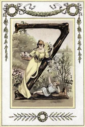 Brief, der eine Mutter und ihren Sohn darstellt, späte 19. Jahrhundert (Chromolithographie)