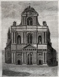 Die Kirche Saint Gervais Saint Protais (Saint-Gervais-Saint-Protais) (Fassade von Clement II Metezeau) Paris (4. Arr.) Gravur in „Histoire physique, civile et morale de Paris: depuis les premiers temps historiques à nos jours“ von Jacques Antoine Dulaure