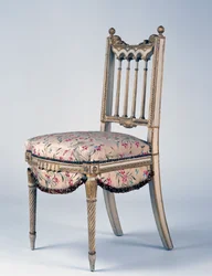 Louis XVI Stil Zweites Kaiserreich (Napoleon III) vergoldeter Holz- und Lyon-Seidenstuhl, 2. Hälfte des 19. Jahrhunderts, Frankreich