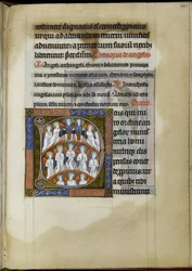 MS 300 f.199r, Fürbitte an die Engel, Folio aus dem Psalter-Stundenbuch von Isabelle von Frankreich, ca. 1265-70