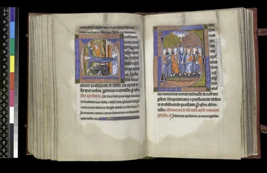 Fürbitte zu St. Andreas und Fürbitte zu den Aposteln, aus dem Psalter und Stundenbuch der Isabella von Frankreich, Paris, um 1265-70