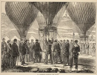 M. Gambetta auf dem Weg nach Tours, Illustration aus Cassells Geschichte des Krieges zwischen Frankreich und Deutschland, 1870-1871