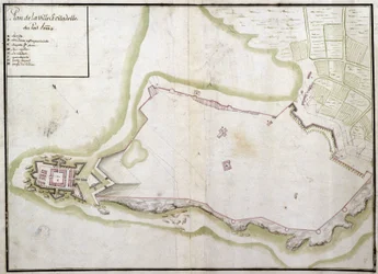 Karte der Stadt und Zitadelle von Port Louis