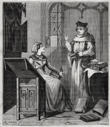 Matthieu Lansbert und seine Nichte - Gravur in 