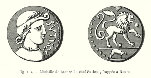 Bronzemedaille des Häuptlings Suticos, geprägt in Rouen