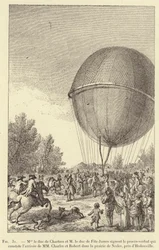 Mgr der Herzog von Chartres und M der Herzog von Fitz-James unterzeichnen das Protokoll, das die Ankunft von MM Charles und Robert in der Wiese von Nesles, nahe Hedouville, feststellt (Gravur)