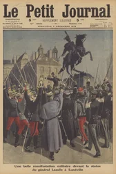 Militärdemonstration vor der Statue von General Lasalle in Luneville, Frankreich
