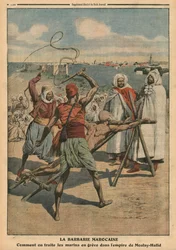 Marokkanische Barbarei, wie die streikenden Seeleute behandelt werden, Illustration aus 