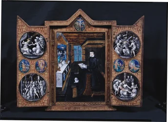 Trauerschrank mit Szenen aus dem Leben Christi und Attributen von Henri II (1519-59) und Catherine de Medici (1519-89)