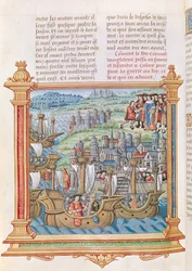 Ms.18 f.109v Edward IV. von England landet in Calais, aus den Memoires de Philippe de Commines