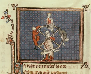 Ms 1044 Fol.74 Das Rad des Schicksals, aus Ovide Moralise, geschrieben von Chretien Legouais