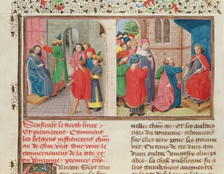Ms 149 t.1 fol.108v Wie die Belgier einen Herzog wählen, aus der Histoire des Nobles Princes de Hainaut, von Jacques de Guise