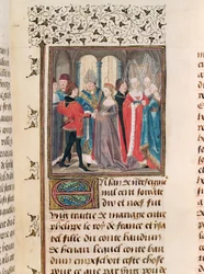 Ms. 149 t.3 fol.88 Die Hochzeit von Philippe Auguste (1165-1223), König von Frankreich und Isabelle von Hainault, Tochter von Graf Baudouin