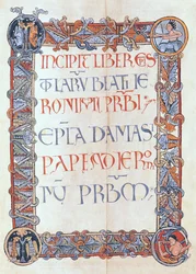 Ms 154 fol.3 Textseite mit einem blumigen Rand, aus den Briefen des Hl. Hieronymus
