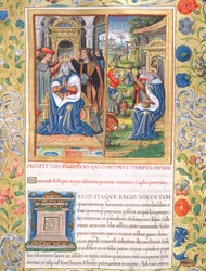 Ms. 1581 f. 154 Illustration aus Buch VIII (Vom Tod Davids bis zum Tod Ahabs), Kapitel 1 der Antiquitates Judaicae von Flavius Josephus