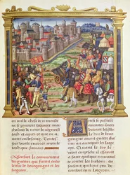 Ms 18 fol.36r Krieg zwischen Karl dem Kühnen, Herzog von Burgund und Lüttich 1467-68, aus den Memoiren von Philippe von Commines (1445-1509)
