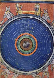 Die Welt nach Aristoteles, Miniatur aus De Philosophia Mundi von Guillaume de Conches, 1276-77