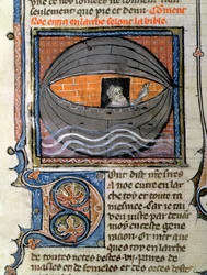 Noah lässt die Taube frei, aus einer Bibel