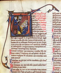 Ms 31 Fol.278 Meister des kanonischen Rechts und seine Schüler, aus Apparatus in Quinque Libros Decretalium von Papst Innozenz IV. (gest. 1254)