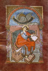Ms 4 fol.101v St. Lukas, aus dem Evangelium von St. Riquier, ca. 800