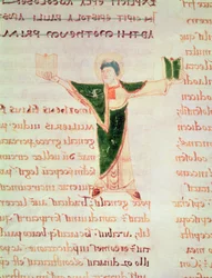 Ms 67 fol.188 Historisierte Buchstabe T aus dem Kommentar zu den Briefen des Paulus