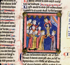 Ms 782 f.280 König Philipp II. (1165-1223) von Frankreich, aus den Chroniques de Saint-Denis, spätes 13. Jahrhundert