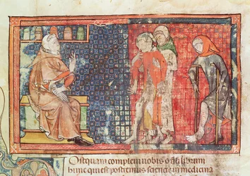 Ms 89 Ter fol.95 Ein kranker Mann und ein verkrüppelter Mann werden einem Arzt vorgestellt, aus einem Traktat von Abul Qasim Kalaf ibn al-Abbas al Zahrawi (Albucasis)